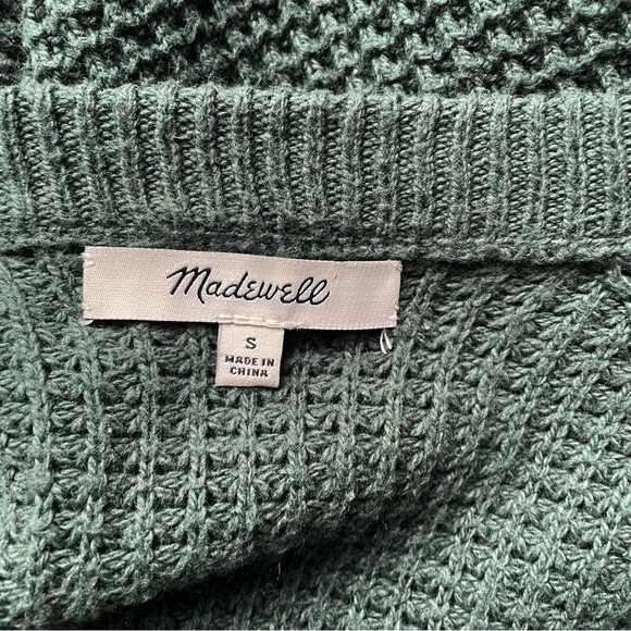 Madewell Wafflestitch Sweater Pine Green Cinched Tie Hem Top Women’s Size Small - Picture 7 of 8